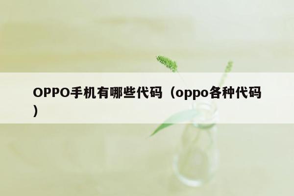 OPPO手机有哪些代码（oppo各种代码）