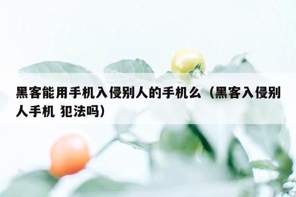 黑客能用手机入侵别人的手机么（黑客入侵别人手机 犯法吗）