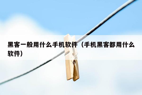 黑客一般用什么手机软件（手机黑客都用什么软件）