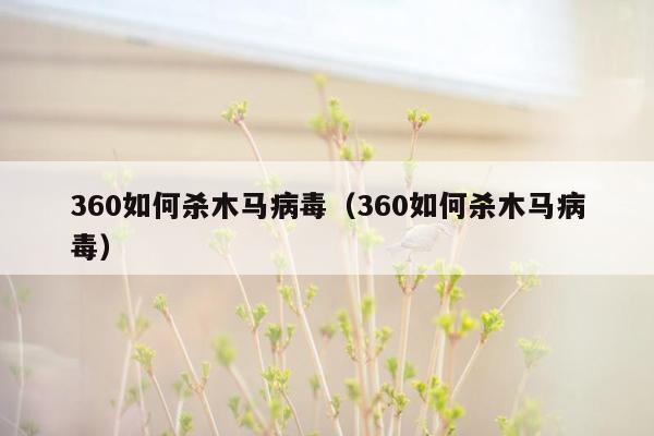 360如何杀木马病毒（360如何杀木马病毒）