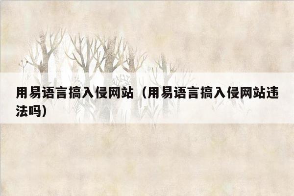 用易语言搞入侵网站（用易语言搞入侵网站违法吗）