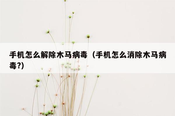 手机怎么解除木马病毒（手机怎么消除木马病毒?）