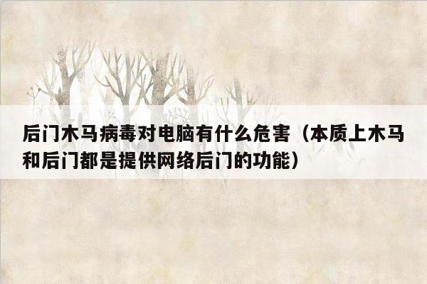 后门木马病毒对电脑有什么危害（本质上木马和后门都是提供网络后门的功能）