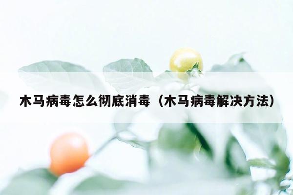 木马病毒怎么彻底消毒（木马病毒解决方法）