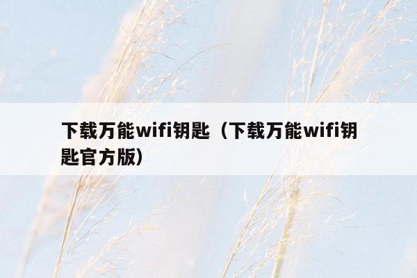 下载万能wifi钥匙（下载万能wifi钥匙官方版）