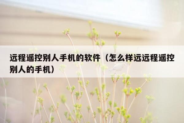 远程遥控别人手机的软件（怎么样远远程遥控别人的手机）